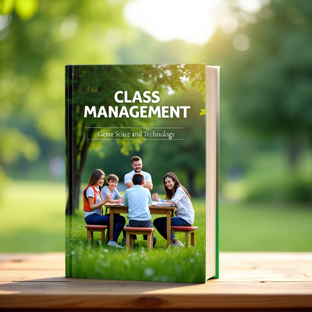 The cover features a serene nature scene with a group of students and their teacher sitting around tables and benches in a lush green field. The faces of the teacher and students are captured in genuine smiles, conveying a warm and positive atmosphere.