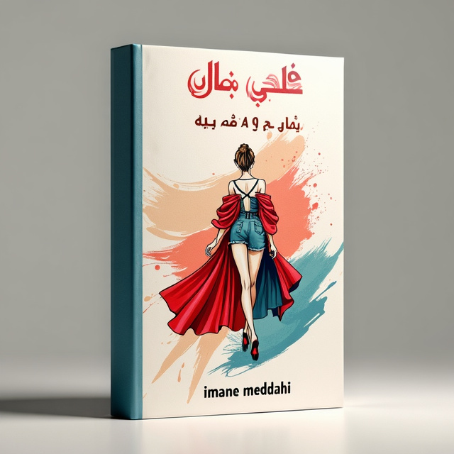 The cover features a vibrant illustration of a fashion sketch in the center, surrounded by swirling paintbrush strokes in shades of red, beige, and blue. The fashion sketch showcases intricate details of fabrics, textures, colors, and movement on the human body, representing the art of fashion illustration.