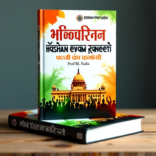 The cover features an image of the Indian Parliament building, surrounded by silhouettes of people representing the diverse population of India. The image is set against a vibrant and colorful background, symbolizing the dynamic nature of Indian politics.