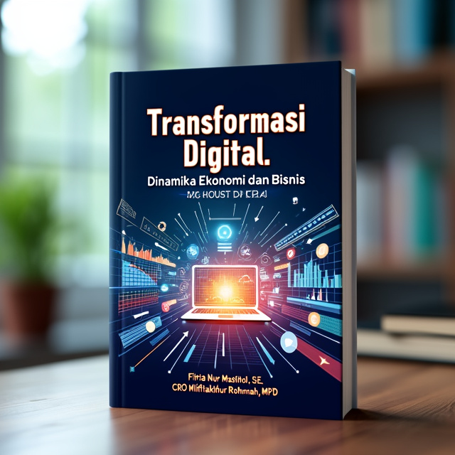 The cover features a digital landscape with vibrant colors, showcasing the transformation of the economy and business in the digital era. It includes various elements such as computer screens, graphs, and icons to represent the digital world and its impact on economics and business.