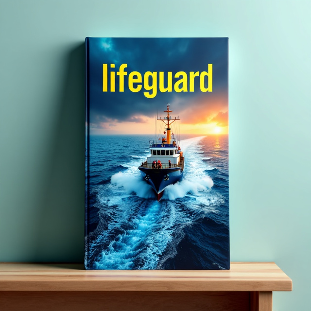 The cover features a stunning, panoramic view of an expansive ocean with a ship in the foreground. The ship is shown in action, with crew members actively rescuing people in distress. The colors are vibrant and realistic, with a sense of urgency and danger in the scene.