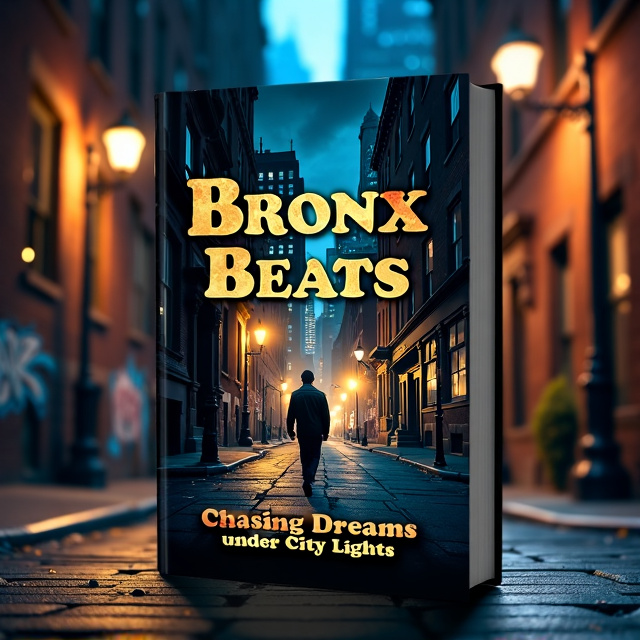 The cover features a city street at nighttime, with streetlights illuminating the scene. The street is lined with old brick buildings, some of which have graffiti. In the foreground, there is a silhouette of a figure walking down the street, symbolizing the journey through music and life. The cityscape in the background fades into a mix of shadows and light, representing the memories that have shaped the journey. The overall color palette consists of deep blues, blacks, and warm amber tones from the streetlights.