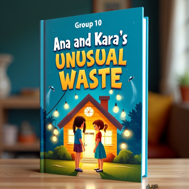 The cover depicts two girls in the middle of the picture, one girl is shown using too much electricity with lights and appliances, while the other girl is wasting water by leaving a faucet on. The background design features a house with all the lights turned on, creating a visually striking image of wastefulness.