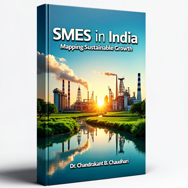 The cover features a vibrant and dynamic image of a modern industrial area with factories and machinery. The image is juxtaposed with a lush green landscape and a clean blue sky, symbolizing the contrast between industry and sustainable development.