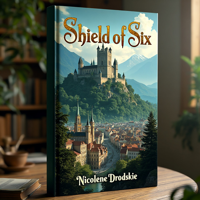 The cover showcases a medieval city in the foreground, with intricate architecture and bustling streets. Behind the city, a dense forest stretches, its lush greenery and towering trees adding an air of mystery. Dominating the skyline is a majestic castle on a hill, with its towers reaching towards the sky, creating a sense of grandeur and adventure.