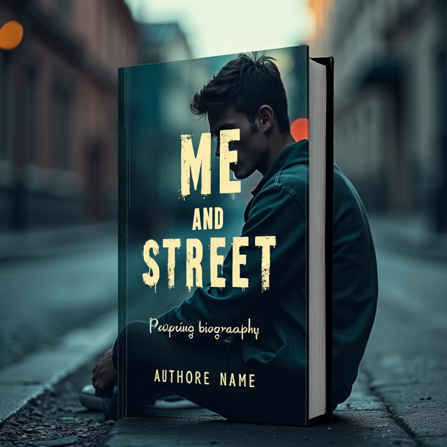 A young man sitting on a dark and desolate street, with a sad expression on his face. The street is empty and dimly lit, representing the protagonist's loneliness and struggle.