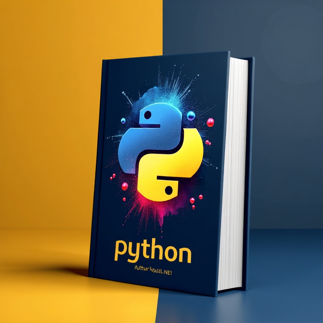 The cover design features a prominent python programming icon in the center, surrounded by graphical representations of heat and temperature. The python programming icon is stylized in a modern and sleek design, while the heat and temperature elements are depicted using vibrant colors and dynamic shapes. The background is a combination of mustard and dark blue colors, creating a visually striking contrast.