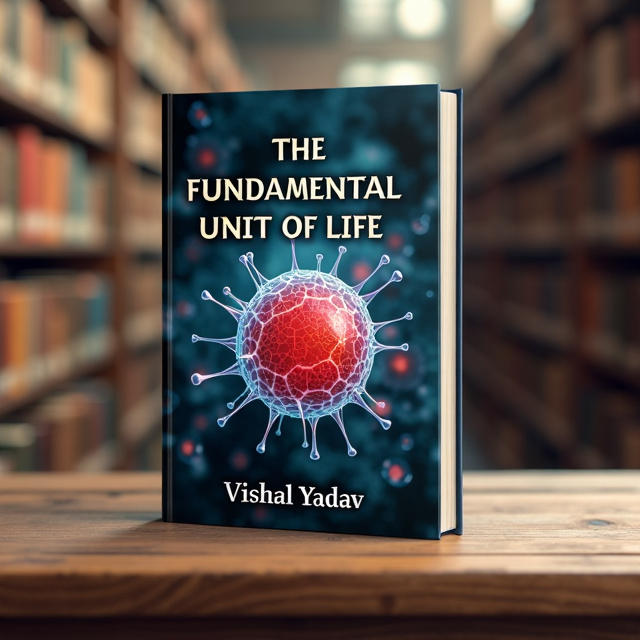 The cover features a paradoxical image of a human cell, created using an incredible painting by Horsley. The image is placed in the center and surrounded by a blurred image of a library in the background. The overall style is astonishing and plain, capturing the viewer's curiosity.