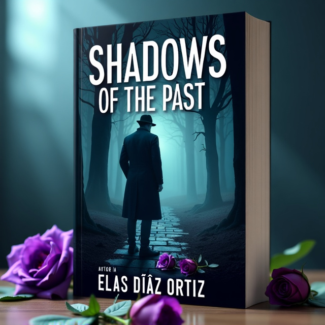 The cover features a dark and mysterious background, giving a sense of confusion and fear. In the distance, there is a silhouette of a person, representing the shadows of the past. In the foreground, there is a thoughtful detective, symbolizing the main character's pursuit of the truth. On the ground, there is a purple rose, adding a touch of intrigue and mystery to the scene.
