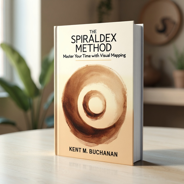 The cover features a soft, light brown background with a tranquil, cotton-colored spiral that starts from the center and expands outward. The Fibonacci curve is incorporated into the spiral design, giving it a sense of order and balance.
