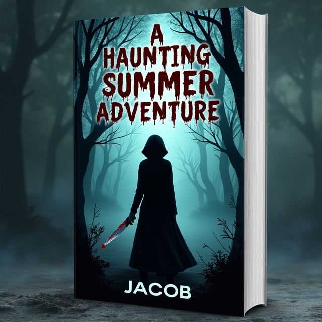 The cover features a dark and ominous forest scene with twisted branches and dense fog. In the foreground, an old, creepy lady dressed in black is standing, holding a bloody knife. The title is prominently displayed at the top of the cover, with the author's name at the bottom.