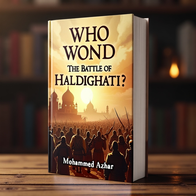 The cover features a dramatic illustration of the battle of Haldighati, with Rajput warriors and Mughal soldiers locked in fierce combat. The scene is filled with chaos and intensity, capturing the essence of war.
