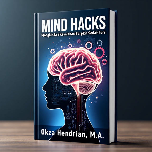 A close-up image of a human brain with circuit-like patterns and gears, representing the concept of "mind hacks" and critical thinking. The brain should be the central focus of the design, surrounded by abstract elements that convey the practical aspect of the book.