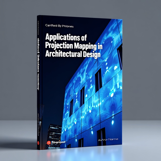The cover features a close-up image of a projection mapping display on a futuristic-looking building facade. The projections create intricate patterns and shapes, emphasizing the technological aspect. The color scheme is mainly blue and black, with pops of vibrant colors from the projections.