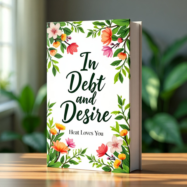 The book cover features a white background with vibrant green branches surrounding the edges. These branches are adorned with colorful flowers, creating a visually appealing and romantic atmosphere.