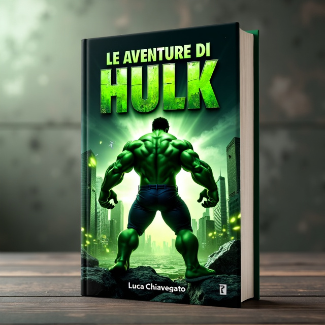 The cover features a strong and muscular green Hulk, standing in a dynamic pose with one arm raised, ready for action. The background is a dystopian cityscape, hinting at the science fiction genre. The cover also includes subtle hints of fantasy elements, like glowing green energy surrounding the Hulk.