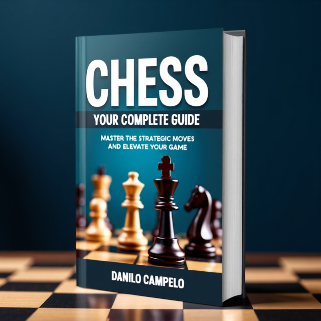 A close-up view of a chessboard, showcasing a strategic move being made with the chess pieces. The chess pieces are arranged in a dynamic and engaging way, with the focus on the key pieces involved in the move. The background is a deep blue color, creating a sense of intelligence and confidence.