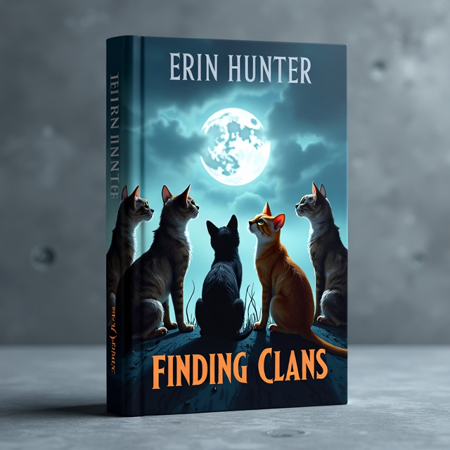 The cover features a stormy sky in shades of gray and blue as the background. In the center, there is a group of warrior cats with soaked pelts, looking up towards the top of the cover where a picture of the moonpool is placed. The cats are shown in various poses, conveying their determination and curiosity.