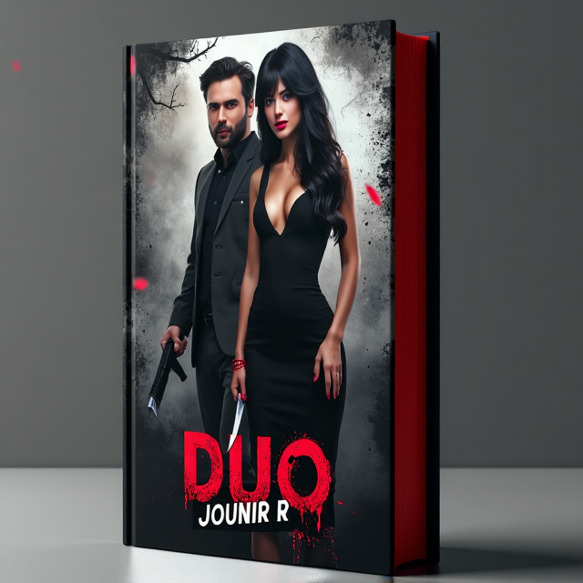The cover features a couple, with the woman wearing a black dress and the man in a suit. The woman has long black hair and is holding a knife, while the man is standing behind her with his hand on her waist. The couple is positioned in the center of the cover, surrounded by a dark and mysterious background.
