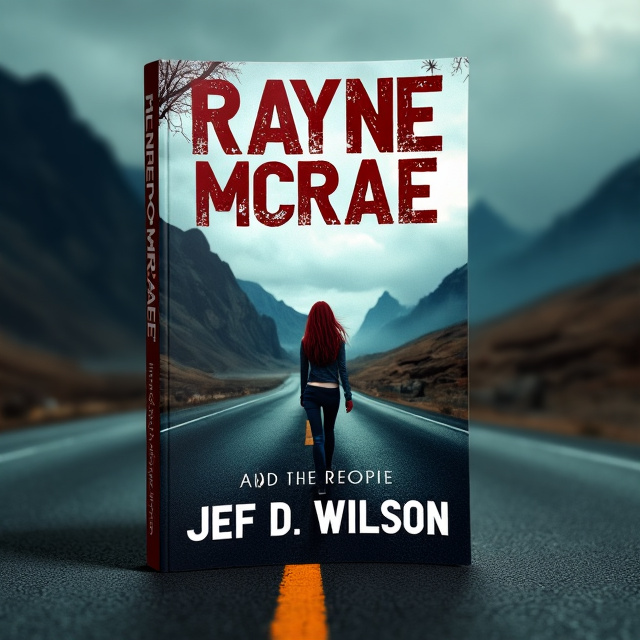The cover features a gloomy and desolate landscape of mountainous terrain, with a dark highway cutting through it. In the foreground, a young woman with dark red hair is depicted walking on the lonely highway, evoking a sense of fear and loneliness.