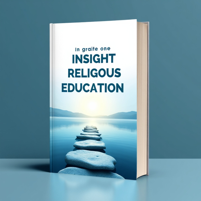The cover features a soft white background with a gentle blue gradient flowing from the top to the bottom. In the center, there is a clear path created by a series of stepping stones leading towards a distant horizon. The path is illuminated with a soft glow, symbolizing the right way in religious education.