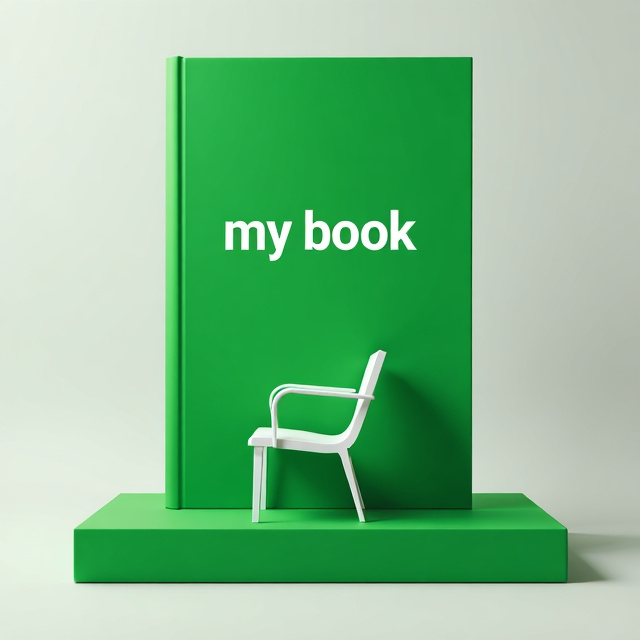 The book cover features a vibrant green and white color scheme. The central focus is a captivating photograph of a modern chair, symbolizing science and technology. The chair is placed in the center of the cover, with a clean white background to create a minimalist and sleek look.