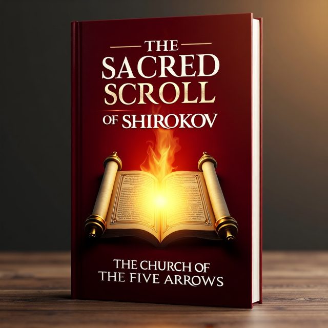 The cover features a prominent image of a sacred scroll, open and illuminated from within. The scroll is surrounded by a warm, golden glow, indicative of spirituality and enlightenment. The background is a deep red color, representing passion and devotion. The title of the book is placed above the scroll, in a bold and elegant font, while the author's name is positioned at the bottom, in a more subtle and refined typography.