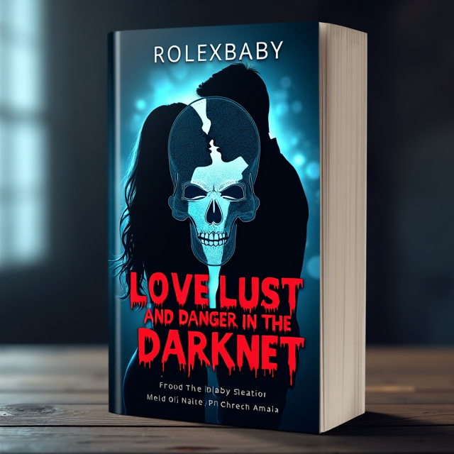 The cover features a dark and mysterious background with a silhouette of a couple embracing, representing love. The silhouette is overlaid with a dangerous-looking skull, symbolizing danger and the darknet.