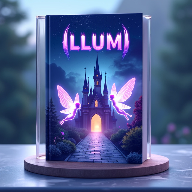 The cover features a majestic castle in the background, with two fairy-like beings hovering in the air in front of it. The fairies emit a soft glow, illuminating the surroundings. The image is surrounded by a glass frame, giving it a magical and ethereal feel.