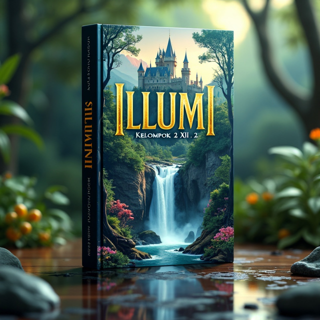 The cover features a majestic castle surrounded by a vibrant and enchanted forest. A beautiful waterfall cascades down the rocks, creating a sense of wonder and magic. In the foreground, a mirror reflects the castle, adding an element of mystery and intrigue.