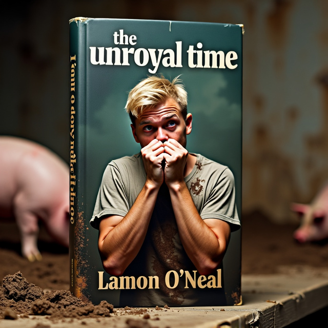 The cover features a detailed and grimy farm scene, with a disgusted and dirty young blond man standing in a pigsty. He is holding his nose, clearly repulsed by the surroundings. The man's face has a sweaty sheen, adding to the overall sense of disgust and horror.