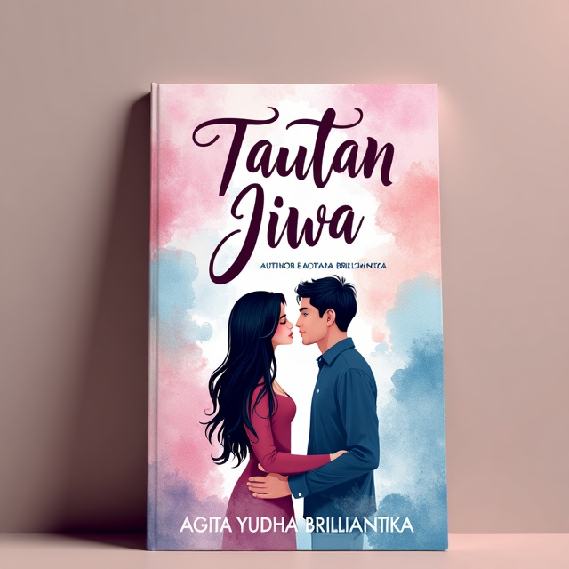 The cover features a watercolor art style with soft and dreamy brushstrokes. The main focus is on a woman with long black hair and a man with long black hair. They are depicted standing close to each other, looking into each other's eyes with a sense of longing and love. The background is filled with shades of pink and blue, creating a romantic and ethereal atmosphere.
