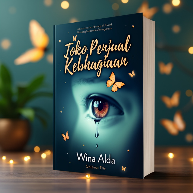 The cover features a close-up image of a single tear falling from an eye, with a blurred background of enchanting and mysterious elements like floating butterflies and twinkling stars. The tear represents the underlying sadness in the story, while the magical elements hint at the magical realism genre.