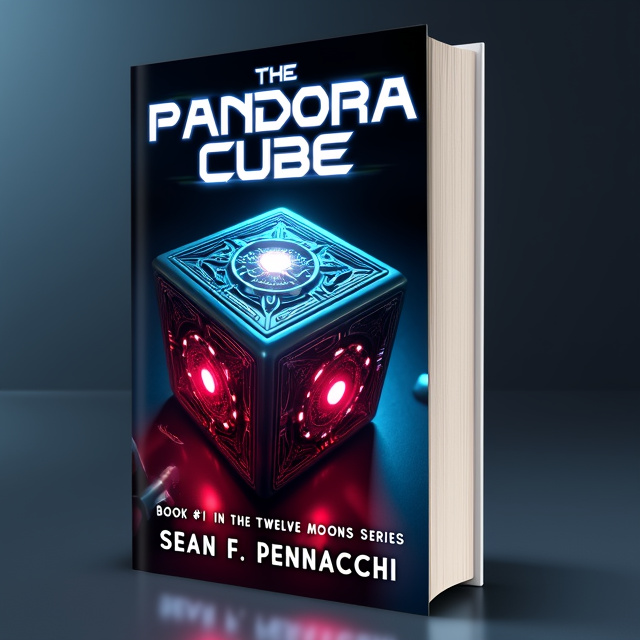 The cover features a close-up image of a futuristic cube with intricate patterns and glowing red lights. The cube is placed against a dark background, adding to the mysterious and sci-fi atmosphere. In the foreground, we see an image of a determined Karen, holding a futuristic weapon, ready for adventure.