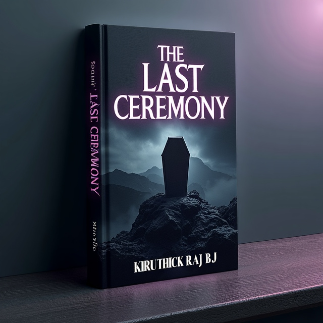 The cover features a haunting image of a coffin, placed against the backdrop of a dark and eerie mountain range. The coffin is slightly ajar, with a mysterious, ghostly figure emerging from it, creating an unsettling atmosphere. The overall color scheme is predominantly black, with subtle hints of deep purple and gray, adding to the sense of dread and horror.