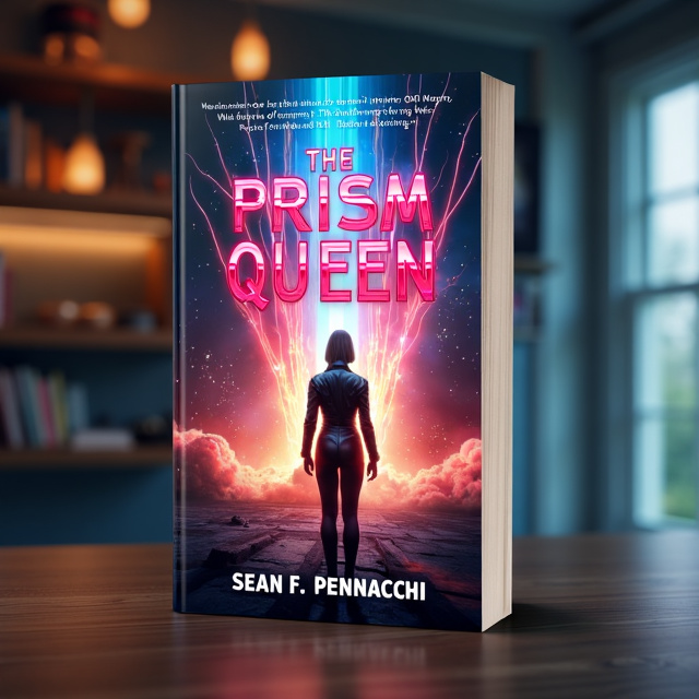The cover features a close-up shot of a 61-year-old Karen, wearing a futuristic-looking uniform, standing in front of a powerful Prism Queen of the 45th Hive. The Prism Queen is depicted as a majestic and otherworldly being, emitting vibrant beams of light in various colors.