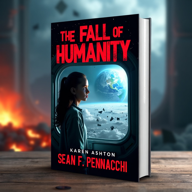 The cover features a close-up image of a destroyed Earth with debris floating in space. In the foreground, a determined-looking teenage girl, Karen Ashton, is seen looking out from the window of a space station. The overall visual style is gritty and futuristic, with a mix of red and black tones creating a sense of danger and urgency.