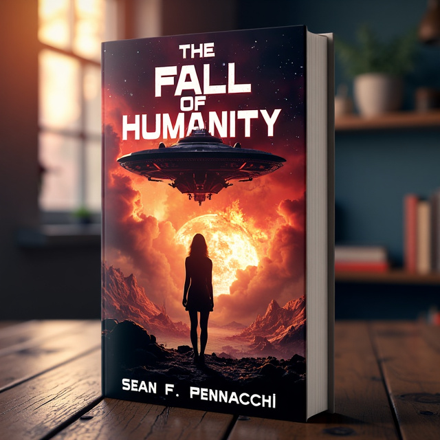 The cover features a stunning image of a Prism Insectoid Warship hovering above a destroyed Earth, with flames and debris in the background. In the foreground, a silhouette of Karen Ashton stands in front of a window, watching the destruction unfold. The overall style is dark and intense, capturing the emotion of the scene.
