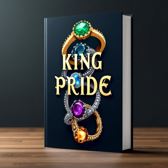 The cover features a dark background with five rings arranged in a circular formation. Each ring is adorned with a different gemstone - green, blue, white, dark purple, and golden. The rings are positioned vertically, starting from the bottom and gradually ascending towards the top of the cover.