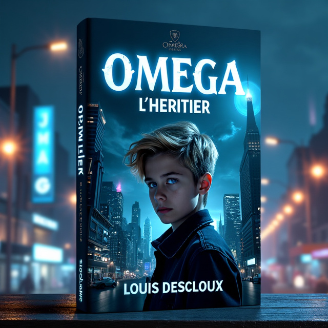 The cover features a teenager with intense blue eyes and dark blond hair, standing in the foreground. Behind them, a sprawling modern city at night is depicted, with dimly lit skyscrapers and glowing neon lights. At the top of the cover, an evil old General is shown, looking down on the city. The overall style is dark and edgy, with a sense of fear and excitement.