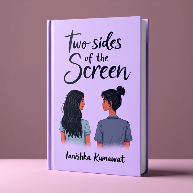 The cover features two best friends, one on each side of the screen, symbolizing their friendship that developed through online communication. The lavender color creates a soft and calming atmosphere. The handwritten font adds a personal touch and reflects the theme of friendship.