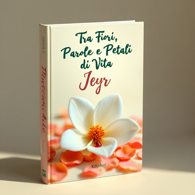 The cover features a close-up image of a delicate white flower with a single tear drop made of blood falling from one of its petals. The flower is surrounded by scattered petals in shades of soft orange and clear pink. The background is a cream color, giving the cover a warm and inviting feel.