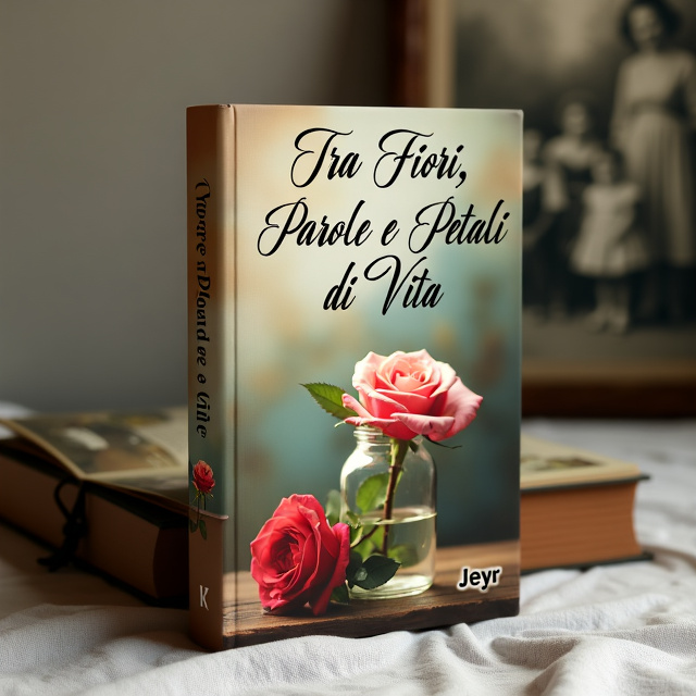 The cover features a close-up image of a delicate rose, symbolizing the fragility and beauty of life. The rose is placed in a vintage glass jar, representing the preservation of memories. In the background, we see a faded photograph of a family, alluding to the complexities of family relationships. The overall tone is soft and nostalgic, evoking a sense of longing and reflection.