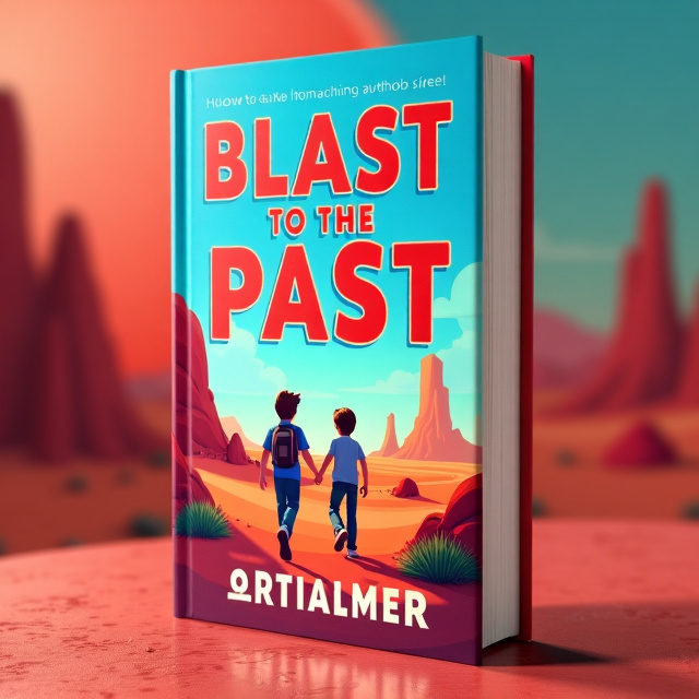 The cover depicts a deserted planet with a red and blue color scheme. Two boys are shown in the distance, running hand in hand, symbolizing the romance and adventure of the story. The planet is portrayed in a whimsical style, with vibrant colors and unique landscapes.
