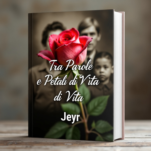 The cover features a close-up image of a single rose with dewdrops on its petals, symbolizing beauty and fragility. Behind the rose is a faded, vintage photograph of a family, representing the complications within the family. The overall tone is romantic and nostalgic.