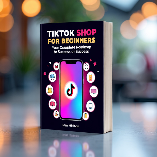 The cover features a vibrant and eye-catching image of a smartphone with a TikTok logo on the screen. Surrounding the phone are various colorful icons representing different shopping categories, such as fashion, beauty, and electronics. The composition is balanced and visually appealing, with a mix of bold and playful colors.
