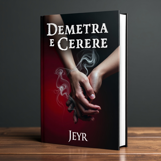The cover features a close-up image of two intertwined hands, one representing Elia and the other representing Cerere, symbolizing their intense and passionate relationship. The hands are placed against a dark red background, with misty grey smoke-like swirls surrounding them. The image creates a sense of mystery and intrigue, hinting at the psychological and obsessive nature of the story.