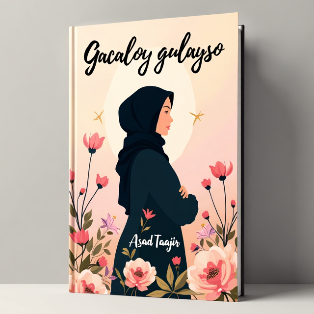 The cover features a silhouette of a confident Muslim woman wearing a hijab. She stands tall with her head held high, depicting inner confidence and empowerment. The silhouette is surrounded by delicate floral patterns symbolizing growth and resilience. Soft pastel colors such as pinks, beiges, and gold accents are used to create a warm and feminine feel.