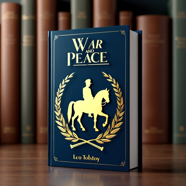 The cover features a dark blue background with a gold silhouette of Napoleon Bonaparte sitting on a horse in the center. Surrounding him are gold olive branches and XIX-century guns, creating an elegant and majestic atmosphere.