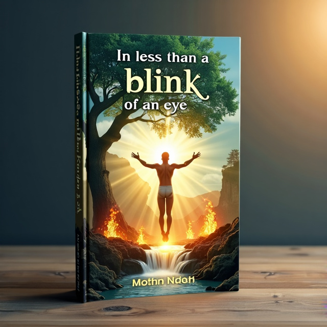 The cover features a central image of a human figure with outstretched arms, surrounded by elements of nature such as a large tree, flames, flowing water, and soil. The human figure is depicted as ascending, with rays of light emanating from their body.